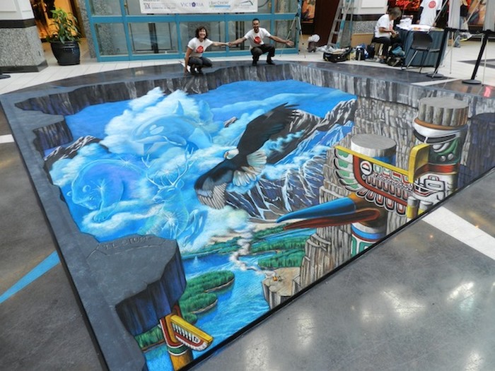 "Julian Beever is known all over the world for his pavement drawings, more especially his 3D illusions that are certainly making people walking on the streets happier."