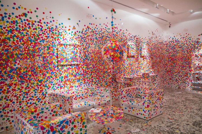 "Yayoi Kusama is a Japanese artist provocative with hallucinatory paintings of loops and dots."