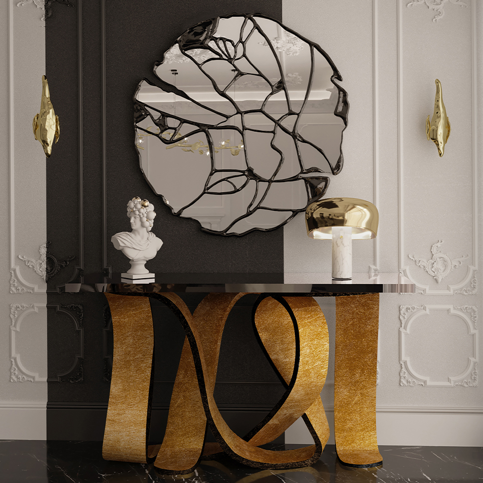 It’s a luxury entryways with a black Glance Mirror by Boca Do Lobo
